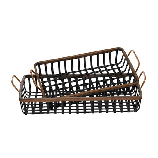 Black Wood Boho Style Tray Set